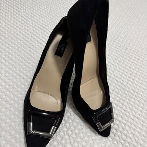 Jones New York Black Heels with Silver Buckle